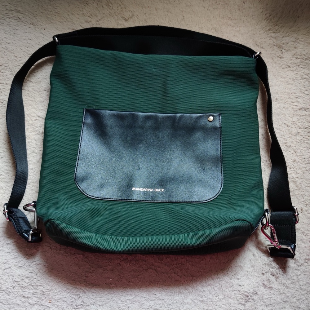 Mandarina Duck Green Convertible Backpack Tote